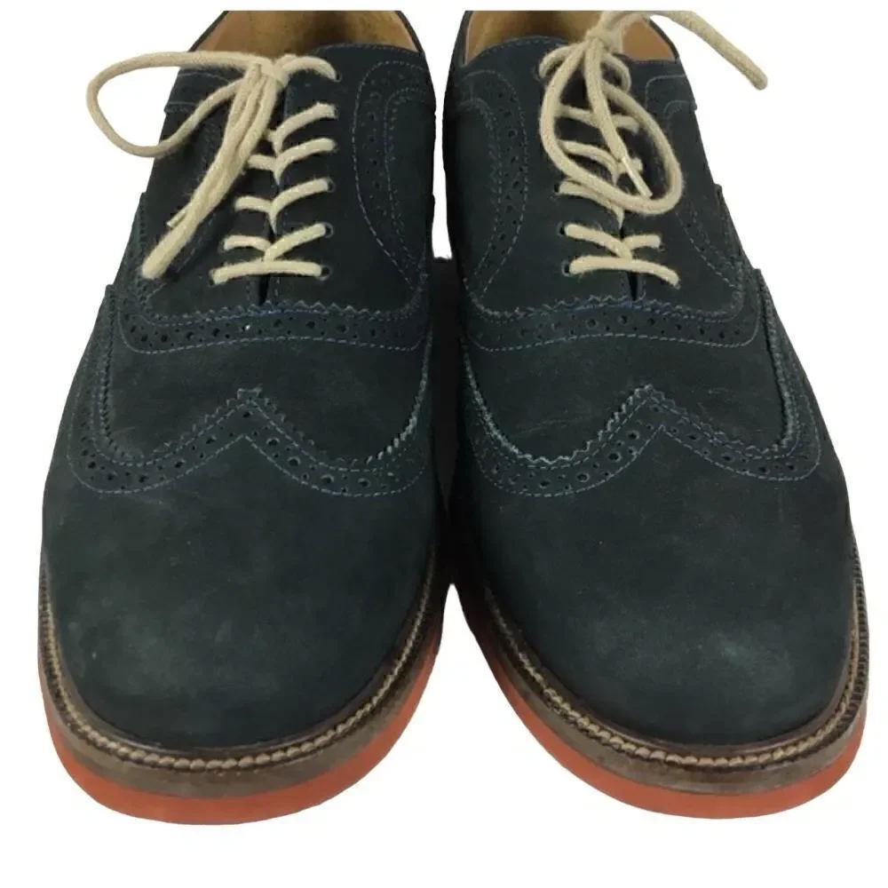 14th & Union Oxfords Men’s 9 Suede Wingtips Navy Blue Laceup Preppy Business Wor